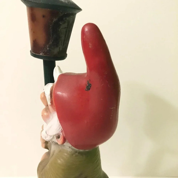 Vintage Zeho Garden Gnome Elf with Lamp  Post Germany 13 Inch Tall Plastic - Picture 14 of 16